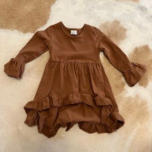 Brown high-low ruffle top